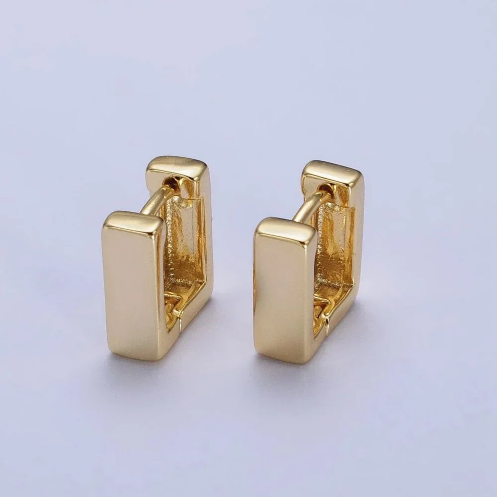 14K Gold Filled 10mm Mini Square Cartilage Huggie Hoop Earrings, Minimalist - Picture 1 of 4